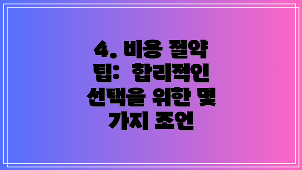 4. 비용 절약 팁: 합리적인 선택을 위한 몇 가지 조언