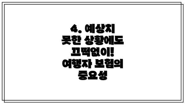 4. 예상치 못한 상황에도 끄떡없이! 여행자 보험의 중요성