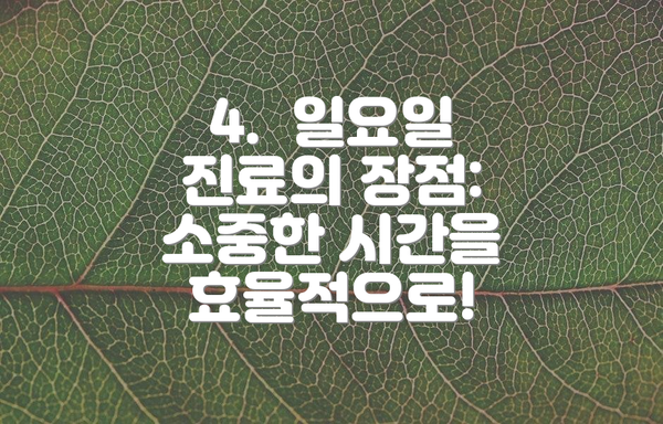 4. 일요일 진료의 장점: 소중한 시간을 효율적으로!
