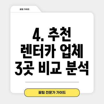 4. 추천 렌터카 업체 3곳 비교 분석