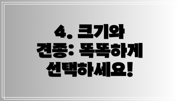 4. 크기와 견종: 똑똑하게 선택하세요!