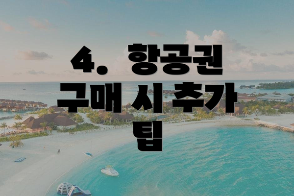 4. 항공권 구매 시 추가 팁