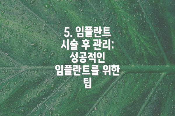 5. 임플란트 시술 후 관리: 성공적인 임플란트를 위한 팁
