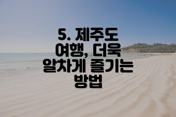 5. 제주도 여행, 더욱 알차게 즐기는 방법