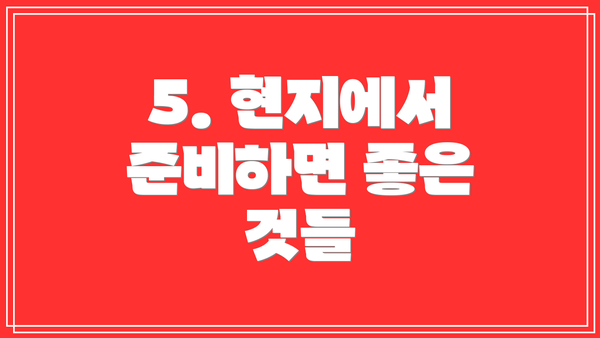 5. 현지에서 준비하면 좋은 것들