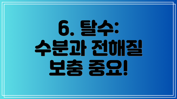 6. 탈수: 수분과 전해질 보충 중요!