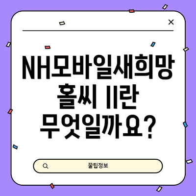 NH모바일새희망홀씨 II란 무엇일까요?
