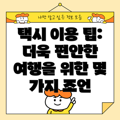 택시 이용 팁: 더욱 편안한 여행을 위한 몇 가지 조언