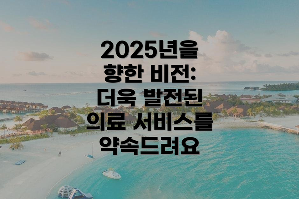 2025년을 향한 비전: 더욱 발전된 의료 서비스를 약속드려요